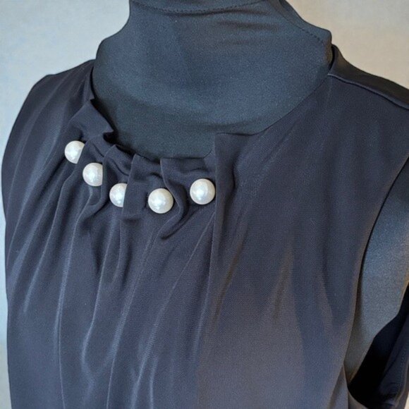White House Black Market Black Sleeveless Top with Pearl Embellishment XL - Picture 3 of 11